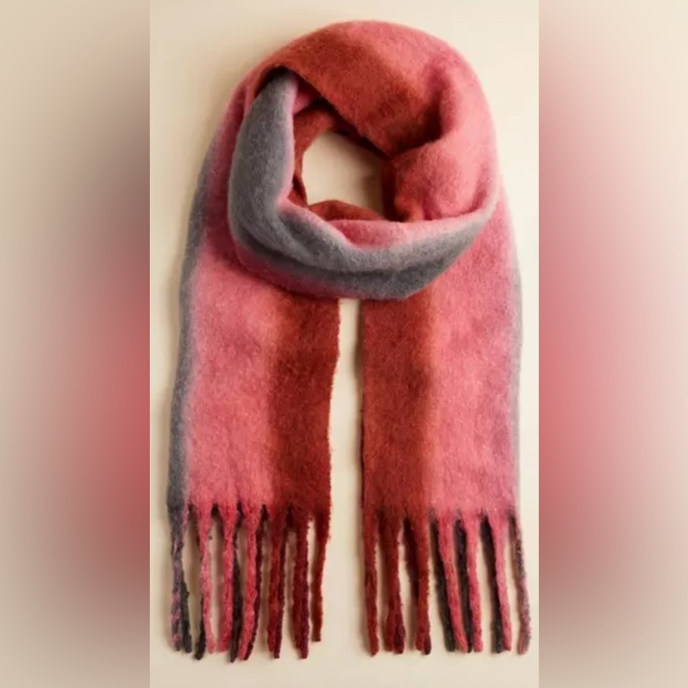 Pink and Gray Women's Blanket Scarf